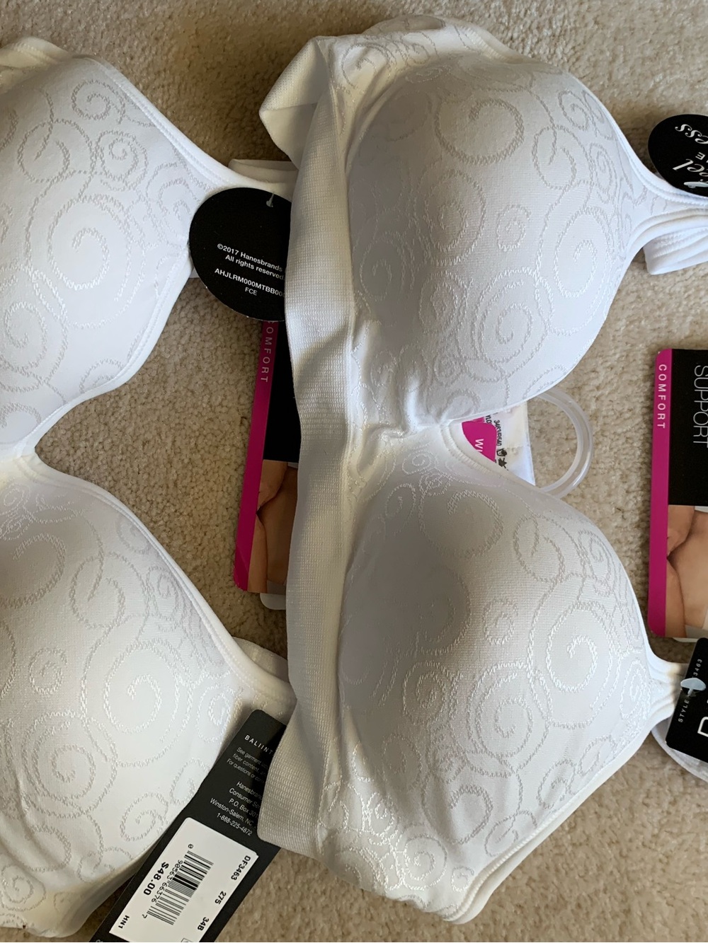 Bali White Molded Underwire Bra with Swirl Jacquard Detail